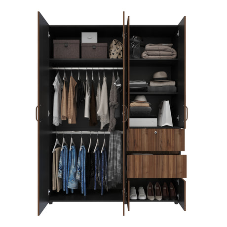 Closet Riga Gales y Wengue 150x200cm con Dos Cajones y con Seis Compartimientos - CLOSETS | Bylmo