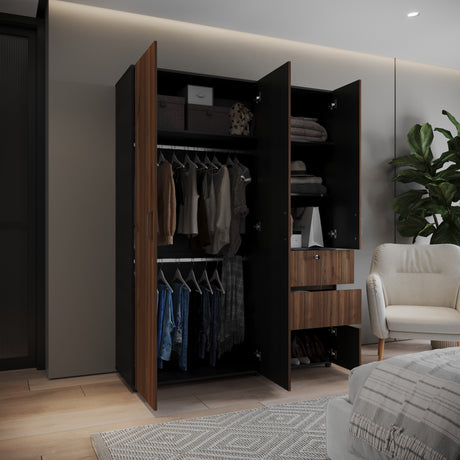 Closet Riga Gales y Wengue 150x200cm con Dos Cajones y con Seis Compartimientos - CLOSETS | Bylmo