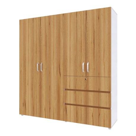 Closet Riga Duna y Blanco 190x200cm con Dos Cajones y con Seis Compartimientos - CLOSETS | Bylmo