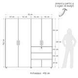 Closet Riga Duna y Blanco 190x200cm con Dos Cajones y con Seis Compartimientos - CLOSETS | Bylmo