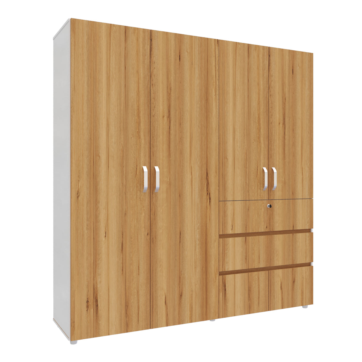 Closet Riga Duna y Blanco 190x200cm con Dos Cajones y con Seis Compartimientos - CLOSETS | Bylmo