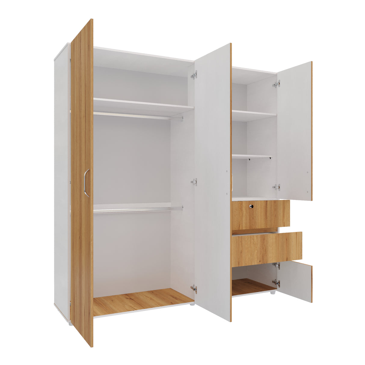 Closet Riga Duna y Blanco 190x200cm con Dos Cajones y con Seis Compartimientos - CLOSETS | Bylmo
