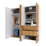 Closet Riga Duna y Blanco 190x200cm con Dos Cajones y con Seis Compartimientos - CLOSETS | Bylmo
