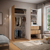 Closet Riga Duna y Blanco 190x200cm con Dos Cajones y con Seis Compartimientos - CLOSETS | Bylmo
