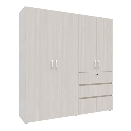 Closet Riga Niebla y Blanco 190x200cm con Dos Cajones y con Seis Compartimientos - CLOSETS | Bylmo