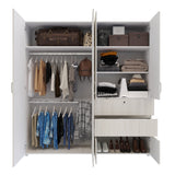 Closet Riga Niebla y Blanco 190x200cm con Dos Cajones y con Seis Compartimientos - CLOSETS | Bylmo