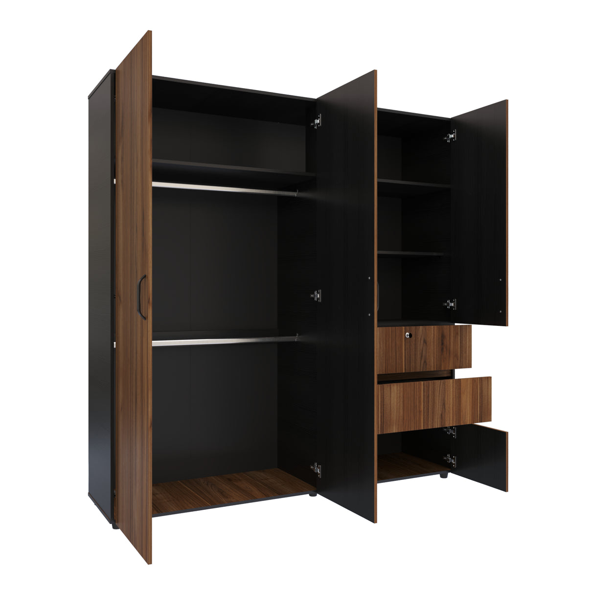 Closet Riga Gales y Wengue 190x200cm con Dos Cajones y con Seis Compartimientos - CLOSETS | Bylmo