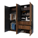 Closet Riga Gales y Wengue 190x200cm con Dos Cajones y con Seis Compartimientos - CLOSETS | Bylmo