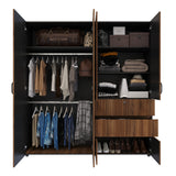 Closet Riga Gales y Wengue 190x200cm con Dos Cajones y con Seis Compartimientos - CLOSETS | Bylmo