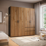 Closet Riga Gales y Wengue 190x200cm con Dos Cajones y con Seis Compartimientos - CLOSETS | Bylmo