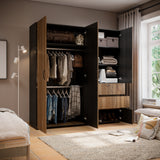 Closet Riga Gales y Wengue 190x200cm con Dos Cajones y con Seis Compartimientos - CLOSETS | Bylmo