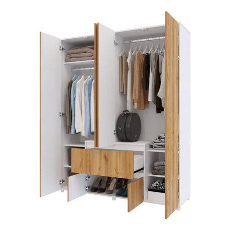 Closet Lemnos Duna y Blanco 160x200cm con Dos Cajones y con Ocho Compartimientos - CLOSETS | Bylmo