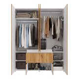 Closet Lemnos Duna y Blanco 160x200cm con Dos Cajones y con Ocho Compartimientos - CLOSETS | Bylmo