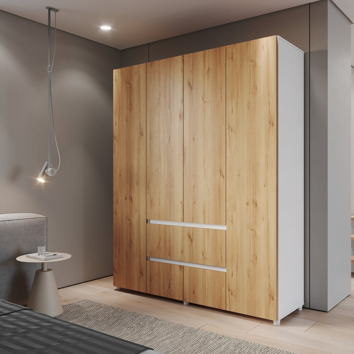 Closet Lemnos Duna y Blanco 160x200cm con Dos Cajones y con Ocho Compartimientos - CLOSETS | Bylmo