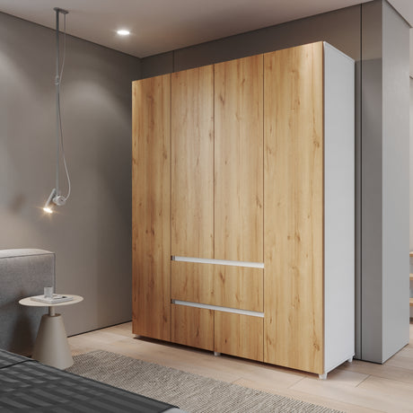 Closet Lemnos Duna y Blanco 160x200cm con Dos Cajones y con Ocho Compartimientos - CLOSETS | Bylmo