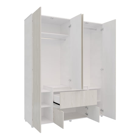 Closet Lemnos Niebla y Blanco 160x200cm con Dos Cajones y con Ocho Compartimientos - CLOSETS | Bylmo
