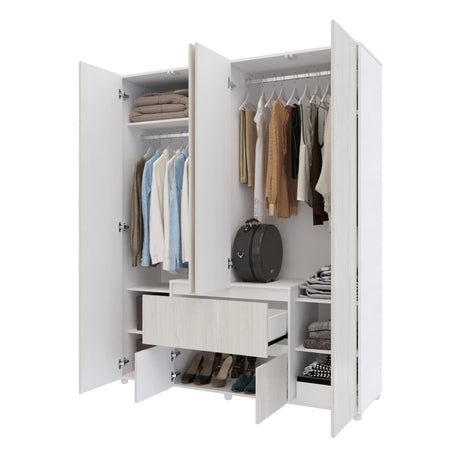 Closet Lemnos Niebla y Blanco 160x200cm con Dos Cajones y con Ocho Compartimientos - CLOSETS | Bylmo