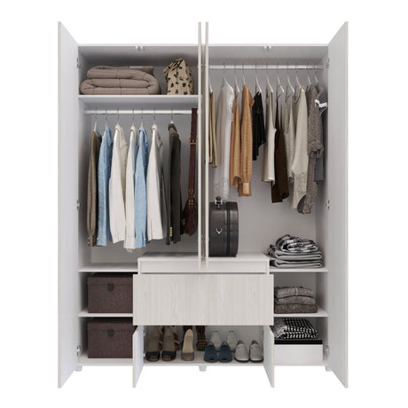 Closet Lemnos Niebla y Blanco 160x200cm con Dos Cajones y con Ocho Compartimientos - CLOSETS | Bylmo