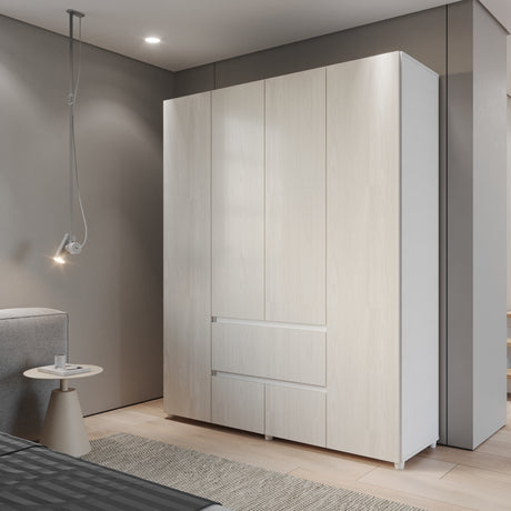 Closet Lemnos Niebla y Blanco 160x200cm con Dos Cajones y con Ocho Compartimientos - CLOSETS | Bylmo