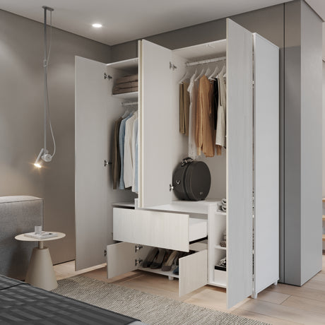 Closet Lemnos Niebla y Blanco 160x200cm con Dos Cajones y con Ocho Compartimientos - CLOSETS | Bylmo
