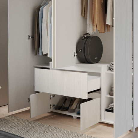 Closet Lemnos Niebla y Blanco 160x200cm con Dos Cajones y con Ocho Compartimientos - CLOSETS | Bylmo