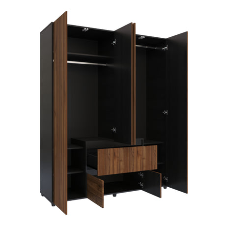 Closet Lemnos Gales y Wengue 160x200cm con Dos Cajones y con Ocho Compartimientos - CLOSETS | Bylmo