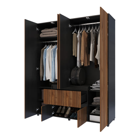 Closet Lemnos Gales y Wengue 160x200cm con Dos Cajones y con Ocho Compartimientos - CLOSETS | Bylmo