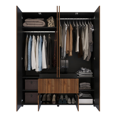 Closet Lemnos Gales y Wengue 160x200cm con Dos Cajones y con Ocho Compartimientos - CLOSETS | Bylmo
