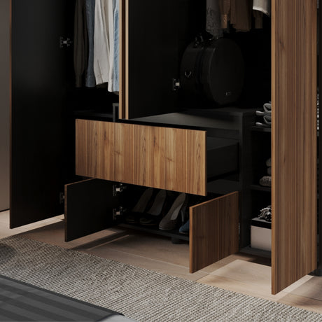 Closet Lemnos Gales y Wengue 160x200cm con Dos Cajones y con Ocho Compartimientos - CLOSETS | Bylmo