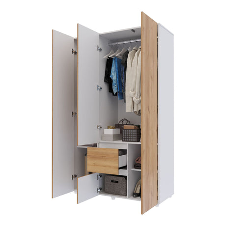 Closet Lemnos Duna y Blanco 120x200cm con Un Cajón y con Siete Compartimientos - CLOSETS | Bylmo