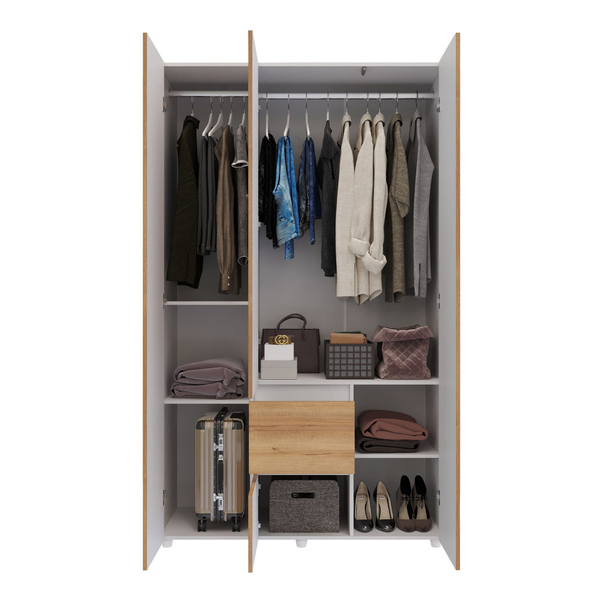 Closet Lemnos Duna y Blanco 120x200cm con Un Cajón y con Siete Compartimientos - CLOSETS | Bylmo