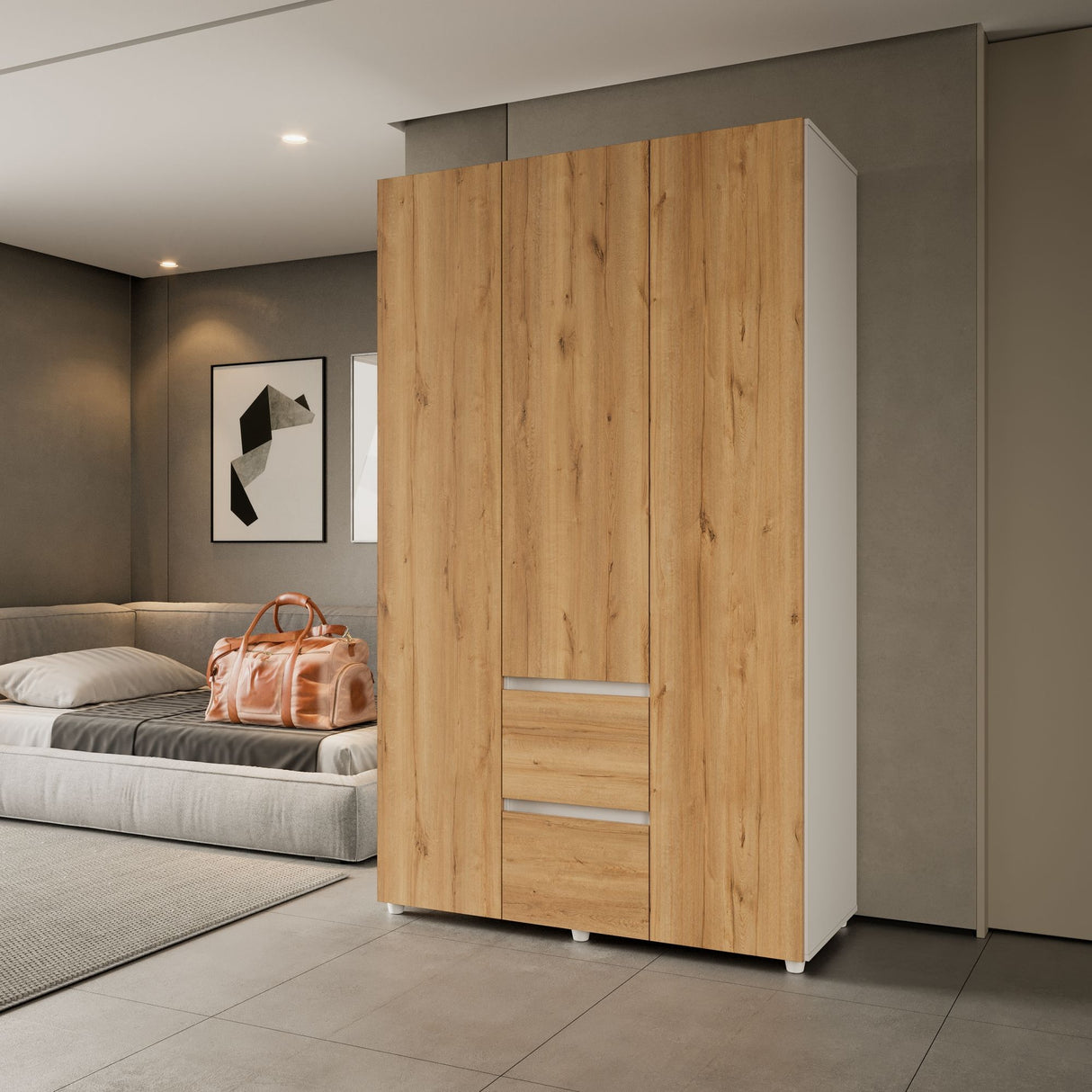 Closet Lemnos Duna y Blanco 120x200cm con Un Cajón y con Siete Compartimientos - CLOSETS | Bylmo