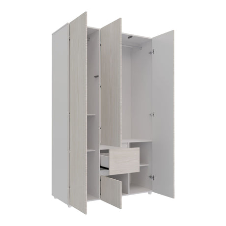 Closet Lemnos Niebla y Blanco 120x200cm con Un Cajón y con Siete Compartimientos - CLOSETS | Bylmo