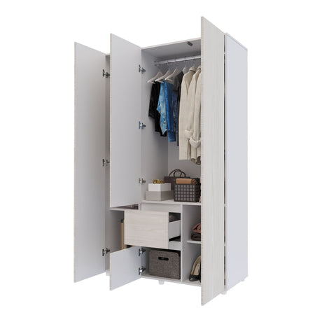 Closet Lemnos Niebla y Blanco 120x200cm con Un Cajón y con Siete Compartimientos - CLOSETS | Bylmo