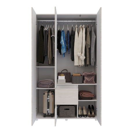 Closet Lemnos Niebla y Blanco 120x200cm con Un Cajón y con Siete Compartimientos - CLOSETS | Bylmo