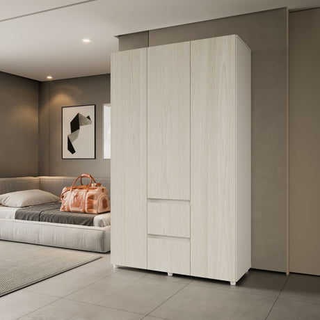 Closet Lemnos Niebla y Blanco 120x200cm con Un Cajón y con Siete Compartimientos - CLOSETS | Bylmo