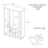 Closet Lemnos Gales y Wengue 120x200cm con Un Cajón y con Siete Compartimientos - CLOSETS | Bylmo