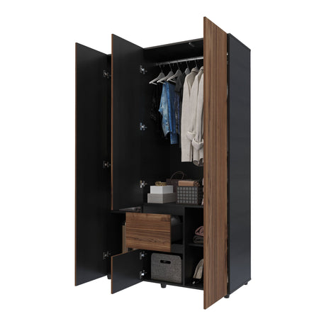 Closet Lemnos Gales y Wengue 120x200cm con Un Cajón y con Siete Compartimientos - CLOSETS | Bylmo