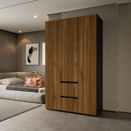 Closet Lemnos Gales y Wengue 120x200cm con Un Cajón y con Siete Compartimientos - CLOSETS | Bylmo