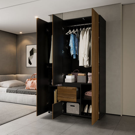 Closet Lemnos Gales y Wengue 120x200cm con Un Cajón y con Siete Compartimientos - CLOSETS | Bylmo