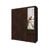 Closet Perla Fume y Wengue 160x200cm con Un Cajón con Seis Compartimientos y con Espejo - CLOSETS | Bylmo