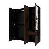 Closet Perla Fume y Wengue 160x200cm con Un Cajón con Seis Compartimientos y con Espejo - CLOSETS | Bylmo