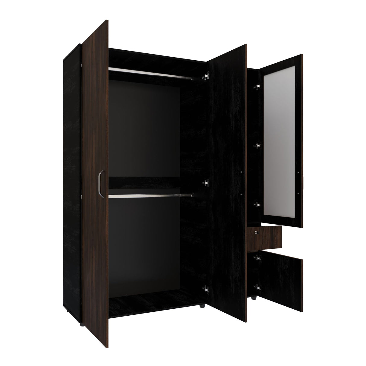 Closet Perla Fume y Wengue 160x200cm con Un Cajón con Seis Compartimientos y con Espejo - CLOSETS | Bylmo