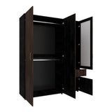 Closet Perla Fume y Wengue 160x200cm con Un Cajón con Seis Compartimientos y con Espejo - CLOSETS | Bylmo