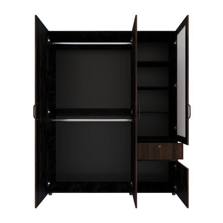 Closet Perla Fume y Wengue 160x200cm con Un Cajón con Seis Compartimientos y con Espejo - CLOSETS | Bylmo