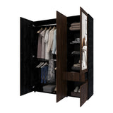 Closet Perla Fume y Wengue 160x200cm con Un Cajón con Seis Compartimientos y con Espejo - CLOSETS | Bylmo