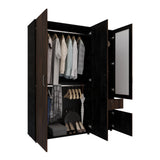 Closet Perla Fume y Wengue 160x200cm con Un Cajón con Seis Compartimientos y con Espejo - CLOSETS | Bylmo