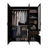 Closet Perla Fume y Wengue 160x200cm con Un Cajón con Seis Compartimientos y con Espejo - CLOSETS | Bylmo