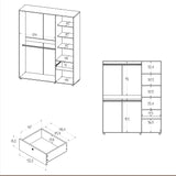 Closet Perla Niebla y Blanco 160x200cm con Un Cajón con Seis Compartimientos y con Espejo - CLOSETS | Bylmo