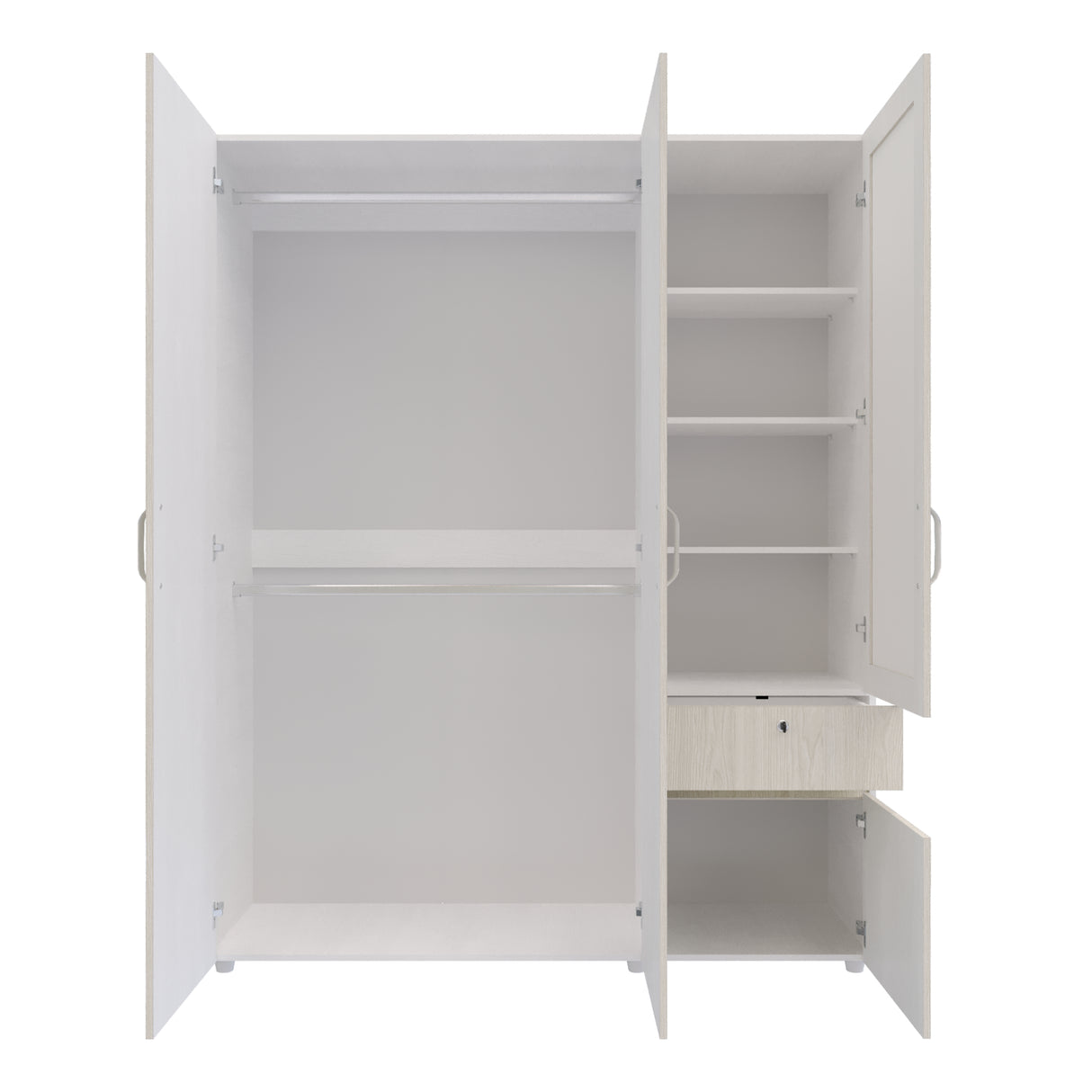 Closet Perla Niebla y Blanco 160x200cm con Un Cajón con Seis Compartimientos y con Espejo - CLOSETS | Bylmo